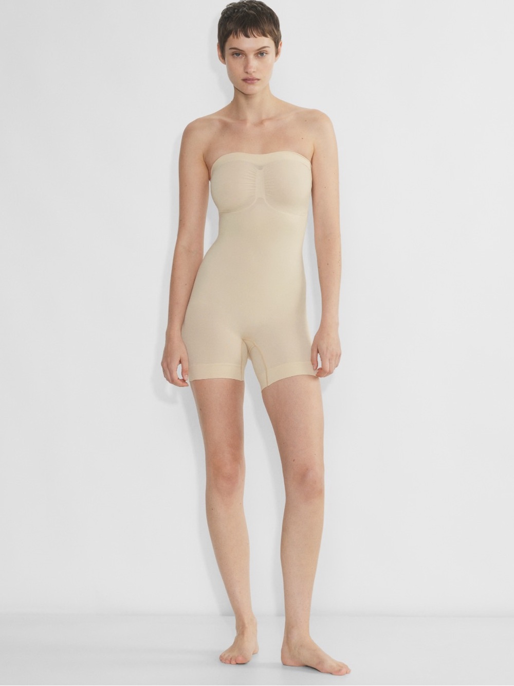Aritzia Strapless Nude Shapewear Romper -Sand